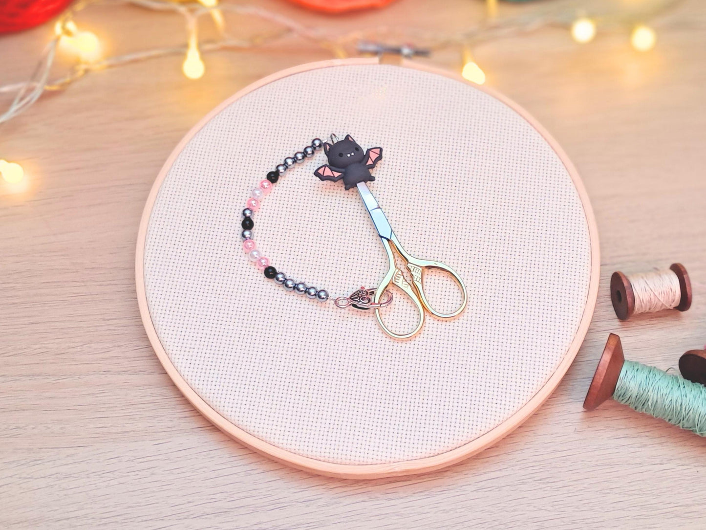Cute Bat Scissor Fob with Protection Bead