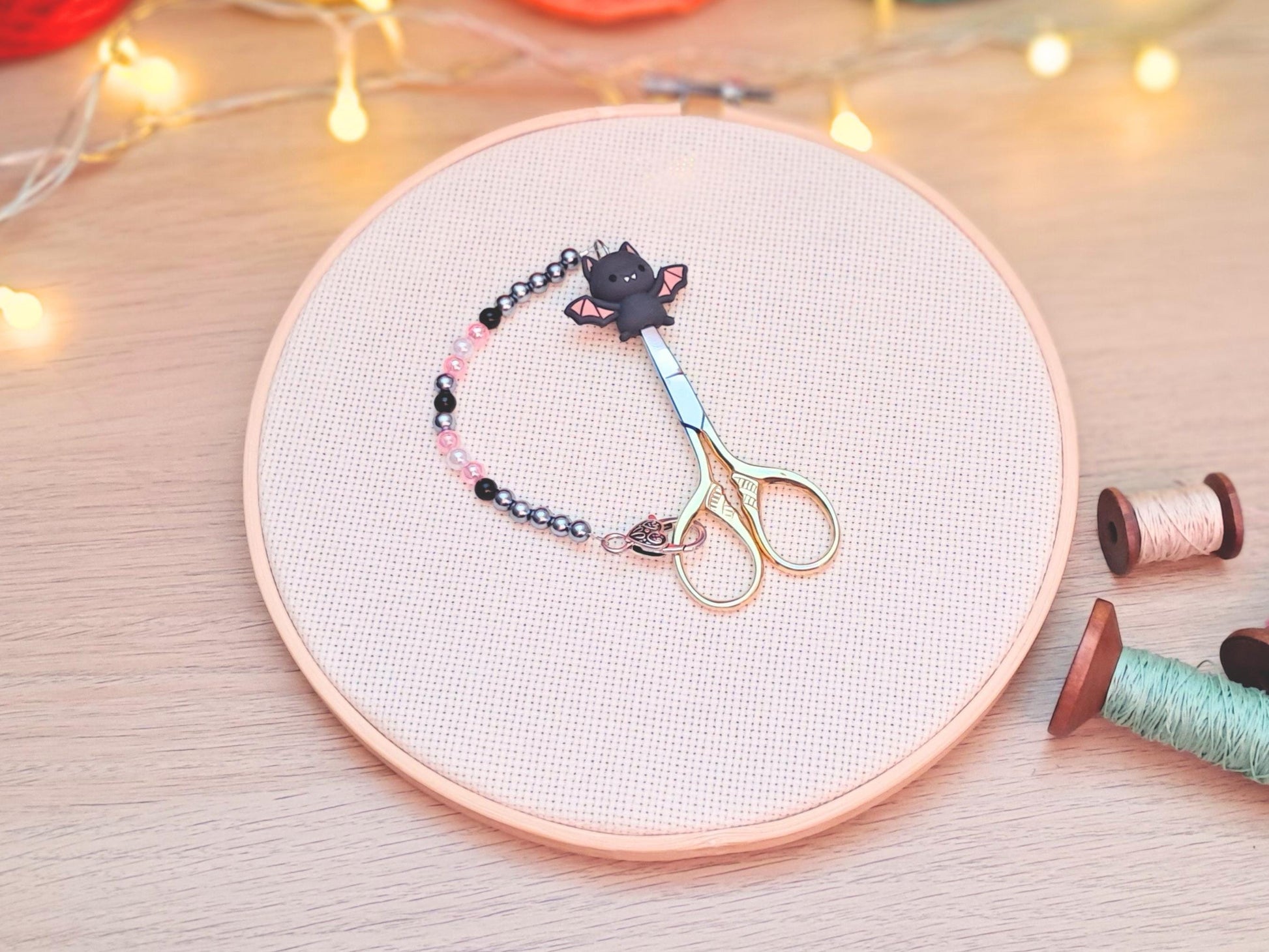 Cute Bat Scissor Fob with Protection Bead