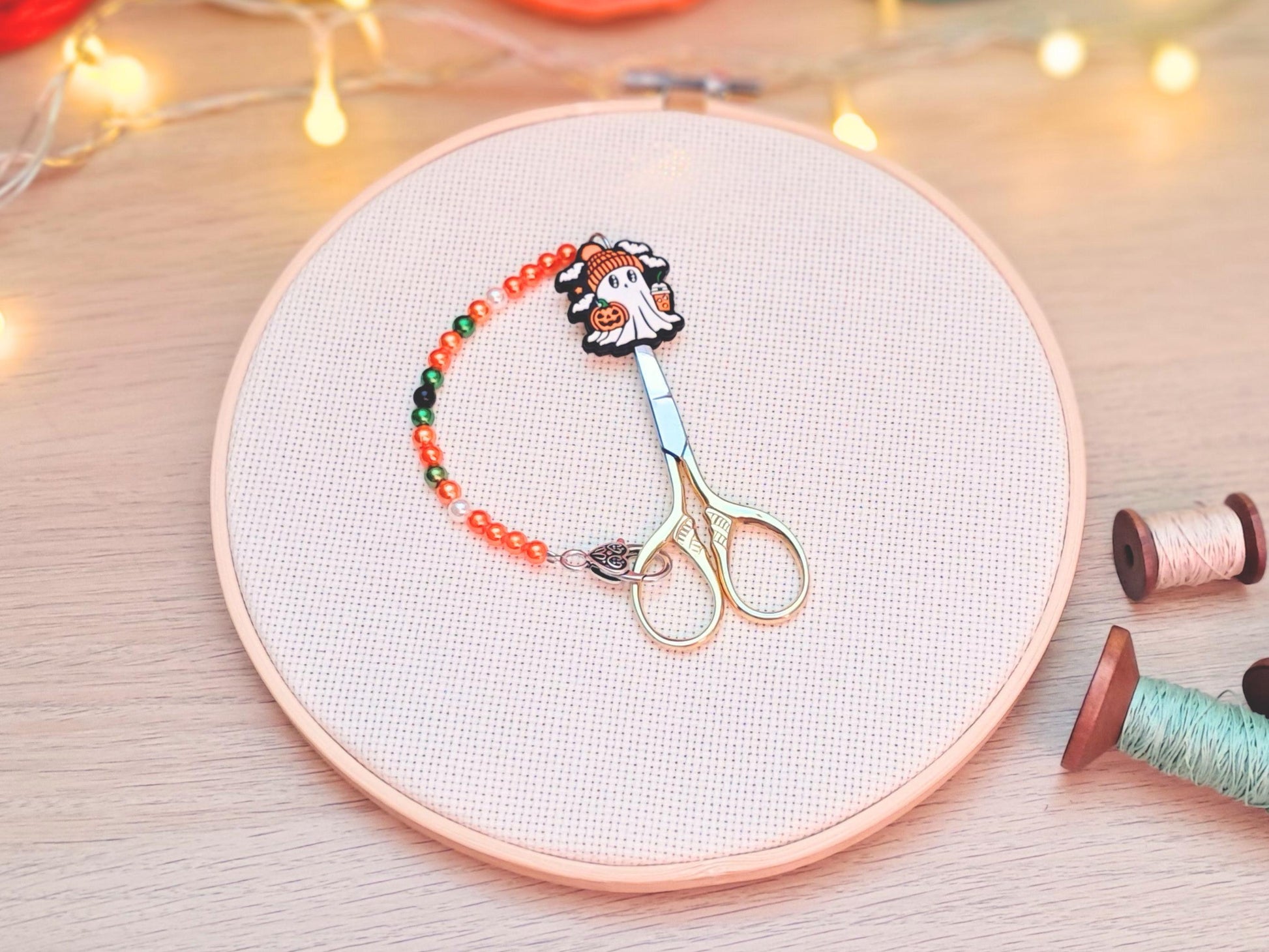 Halloween Ghost Scissor Fob with Protection Bead