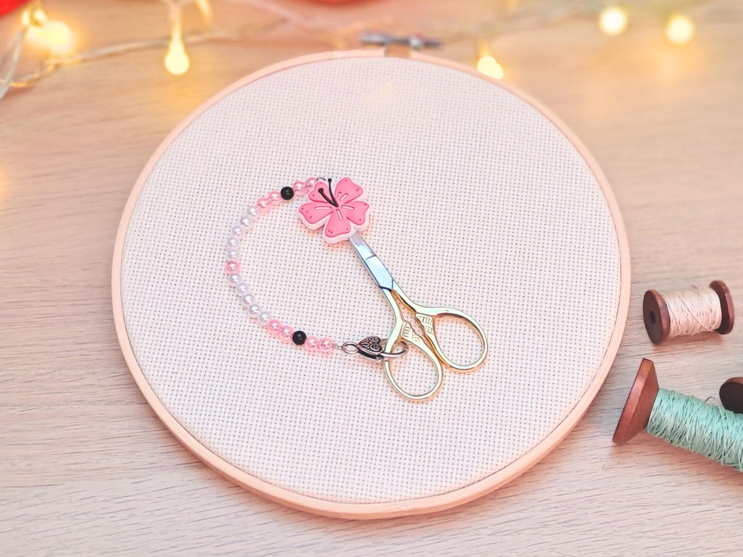 Cherry Blossom Scissor Fob with Protection Bead