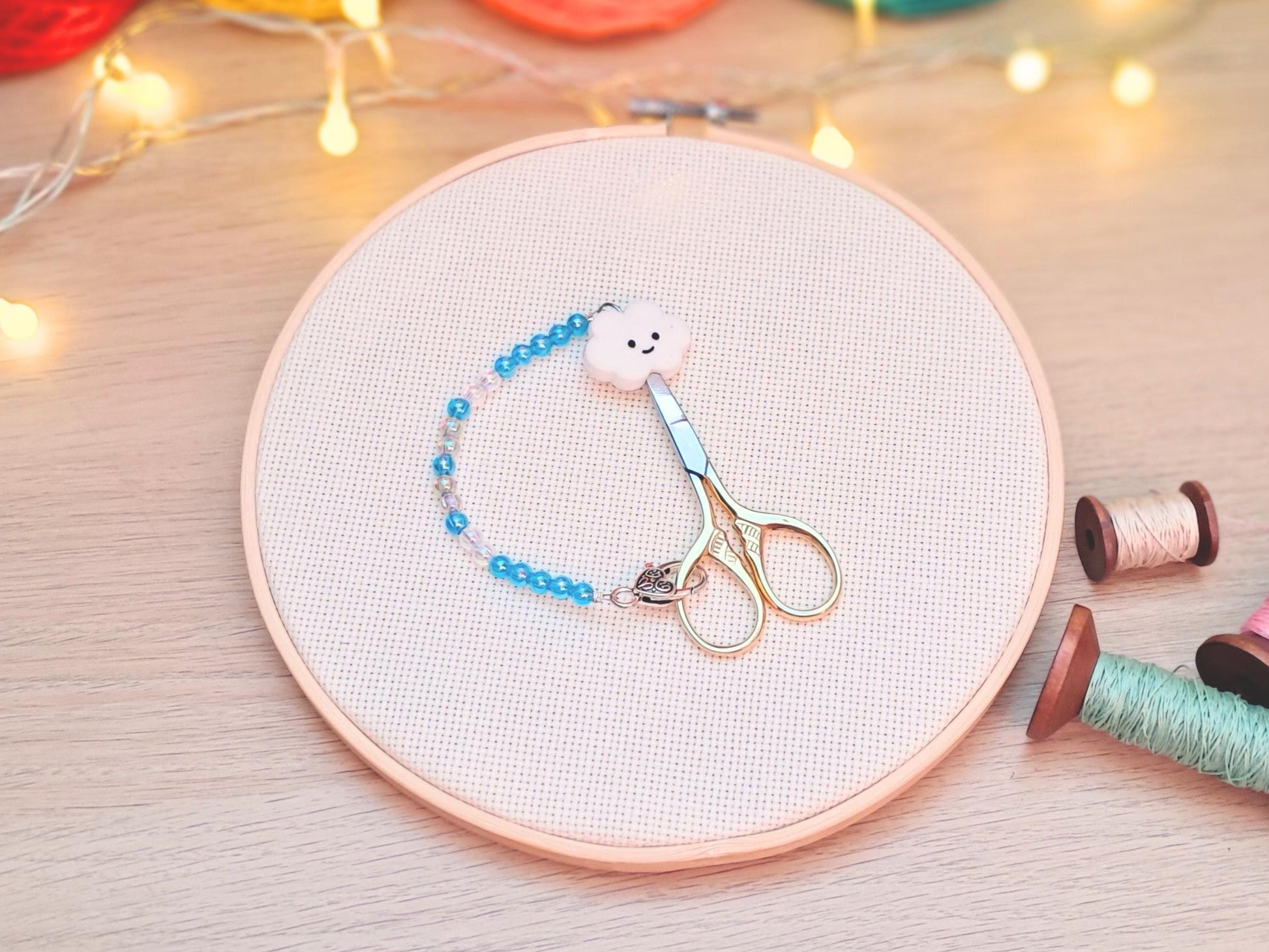 Smiling Cloud Scissor Fob with Protection Bead