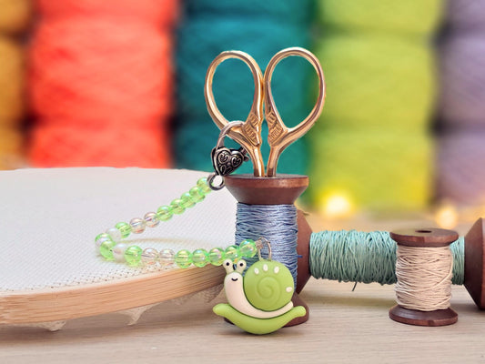 Spring Snail Scissor Fob with Protection Bead