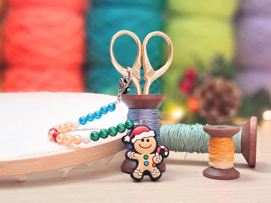 Christmas Gingerbread Man Scissor Fob with Protection Bead