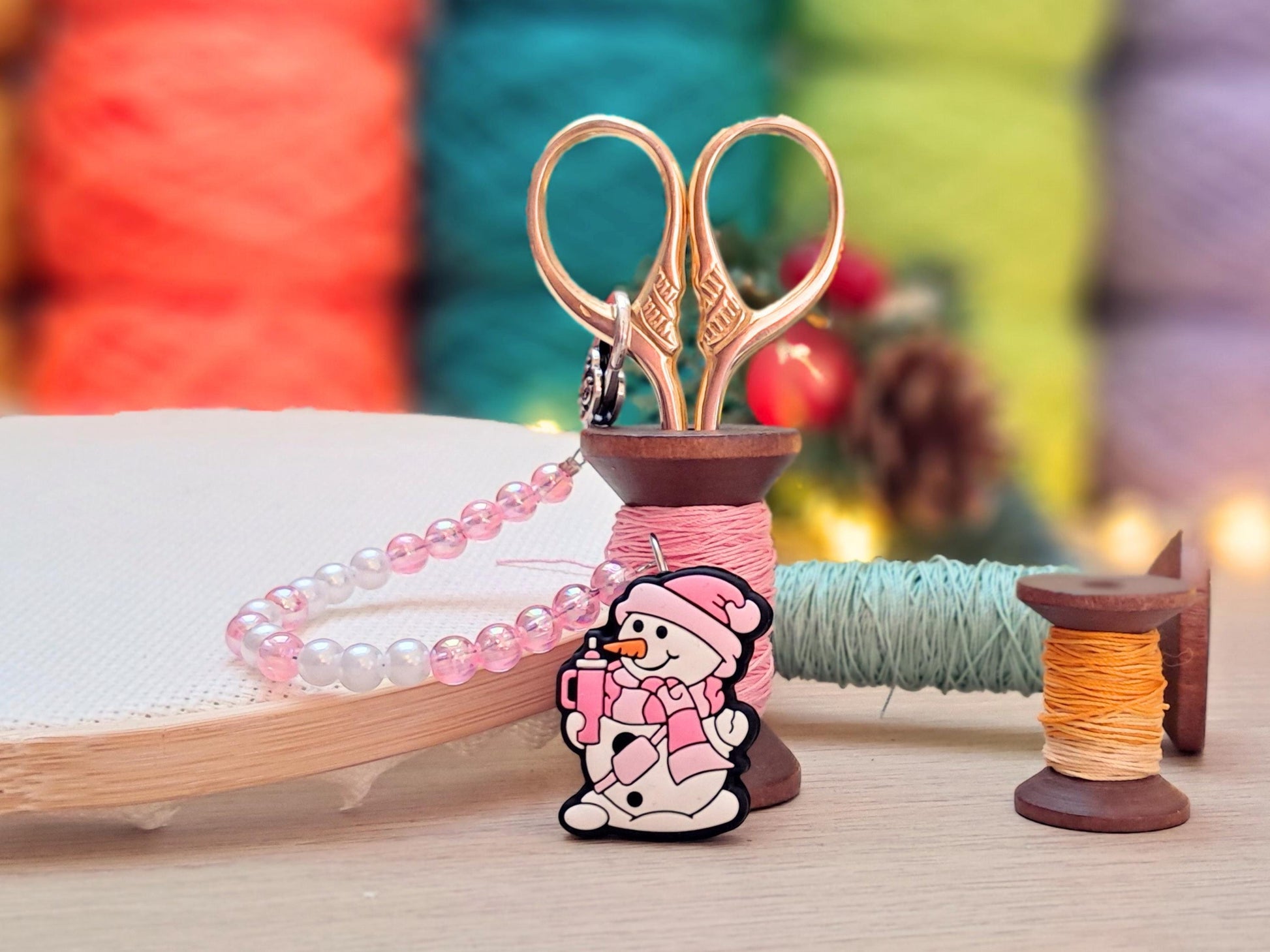 Snowman Scissor Fob with Protection Bead