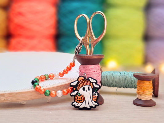 Halloween Ghost Scissor Fob with Protection Bead
