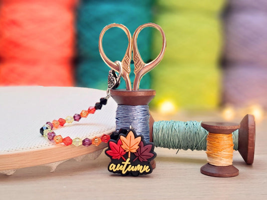 Autumn Leaves Scissor Fob with Protection Bead