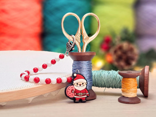 Father Christmas Scissor Fob with Protection Bead