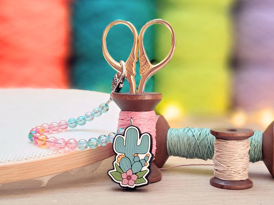 Flowering Cactus Scissor Fob with Protection Bead