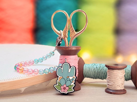 Flowering Cactus Scissor Fob with Protection Bead