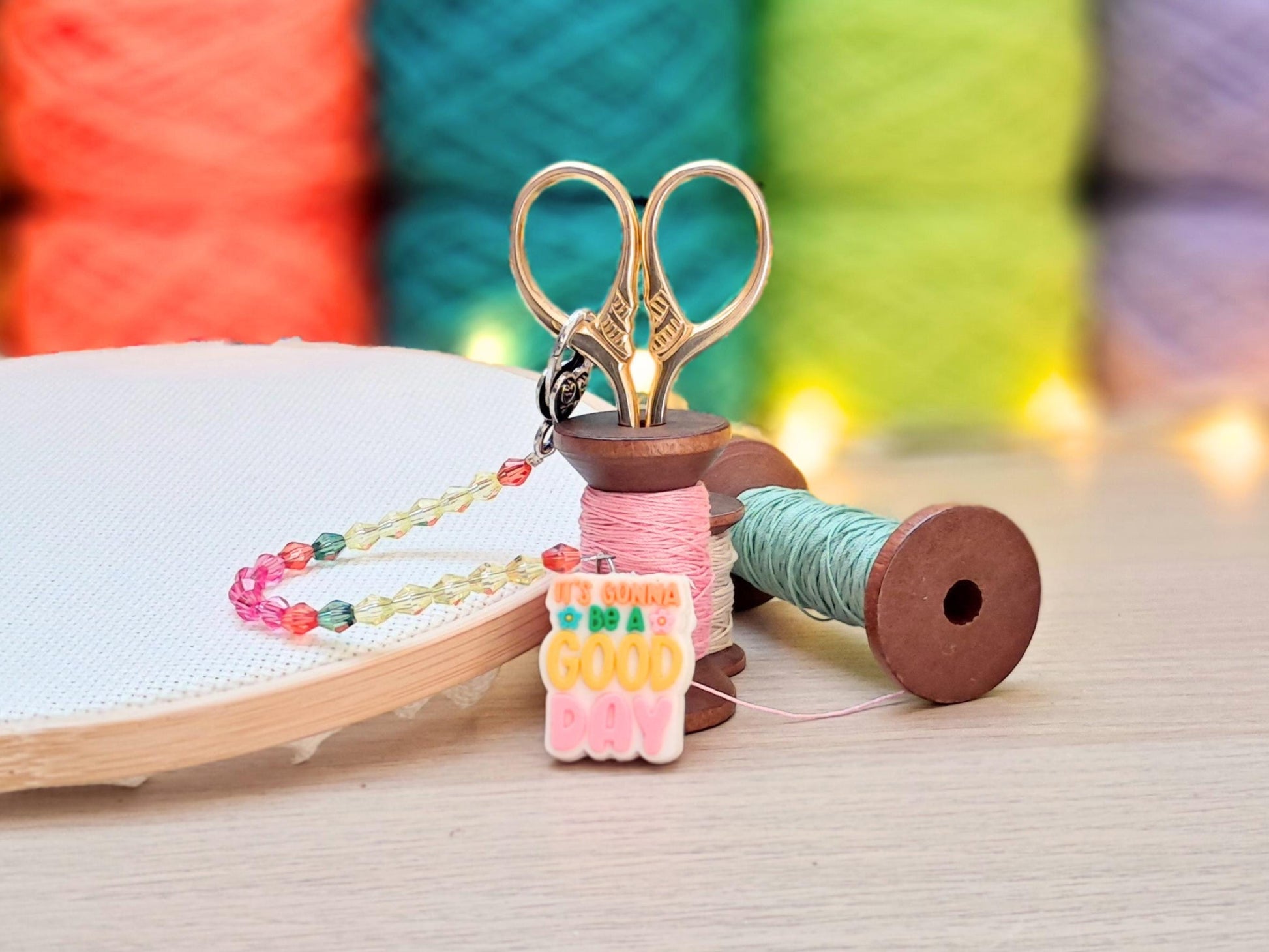 Positive Quote Scissor Fob with Protection Bead