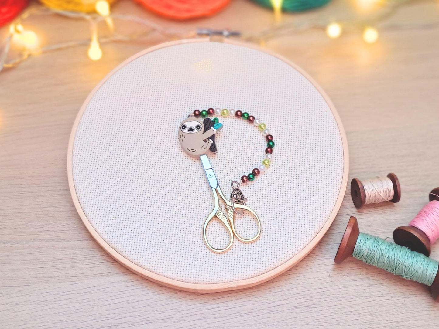 Sloth Scissor Fob with Protection Bead