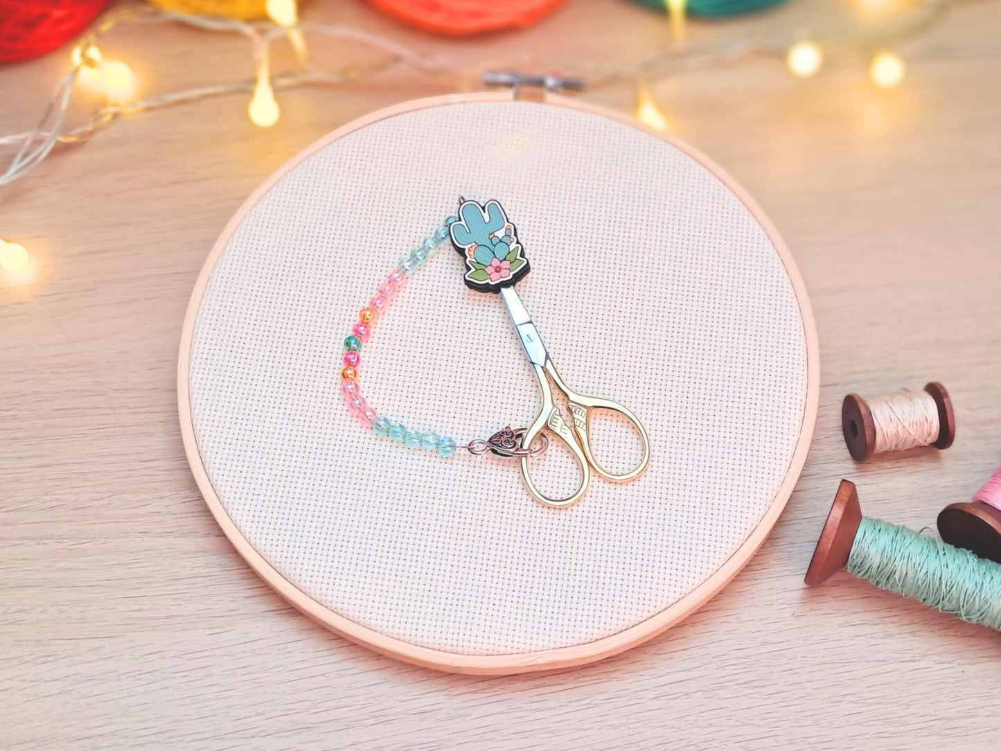 Flowering Cactus Scissor Fob with Protection Bead