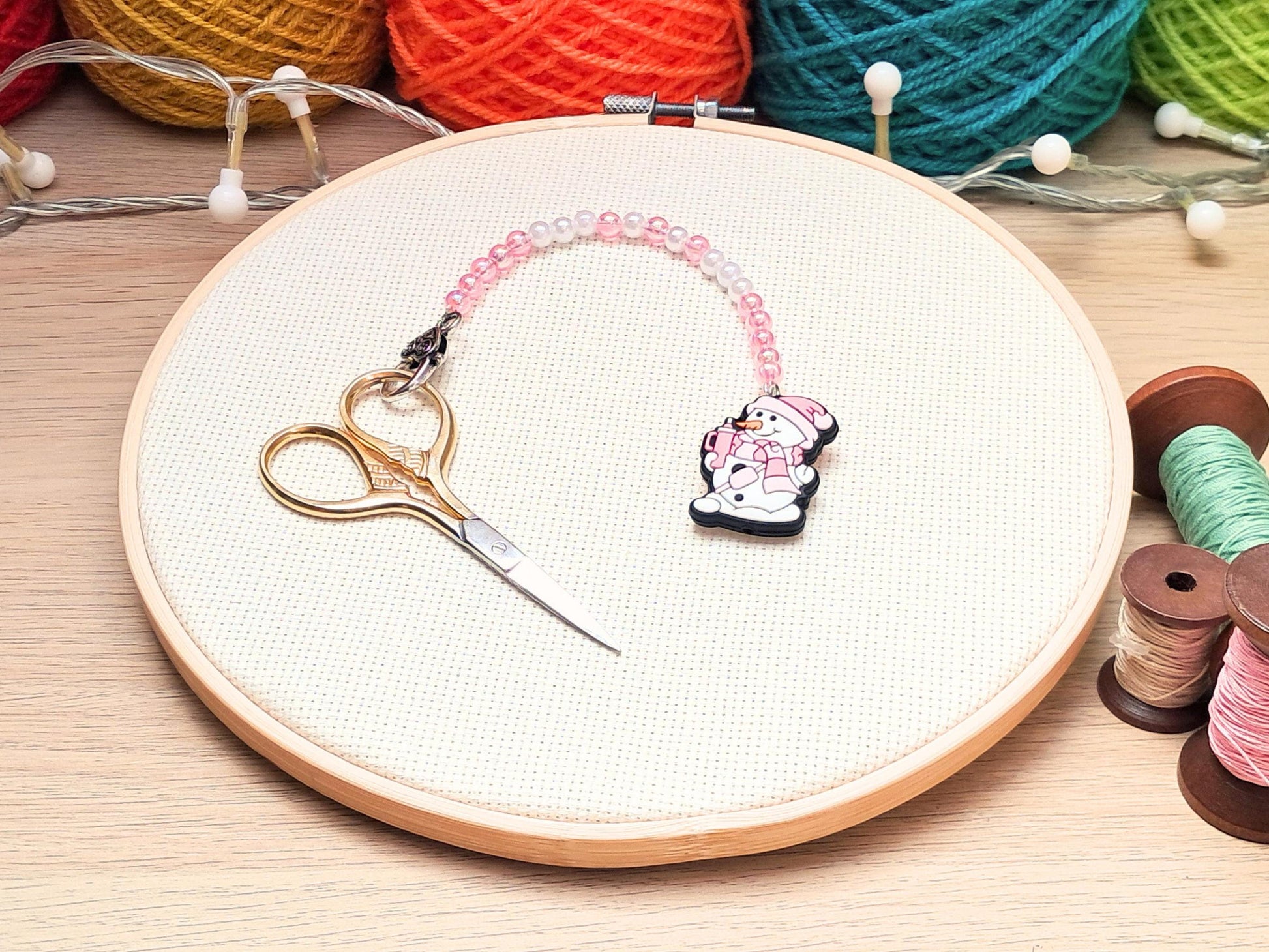 Snowman Scissor Fob with Protection Bead