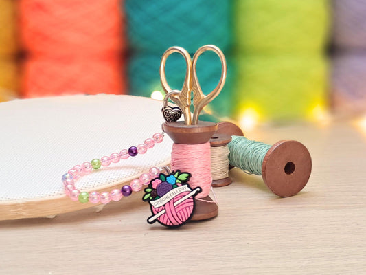 Crochet All Day Yarn ball Scissor Fob with Protection Bead