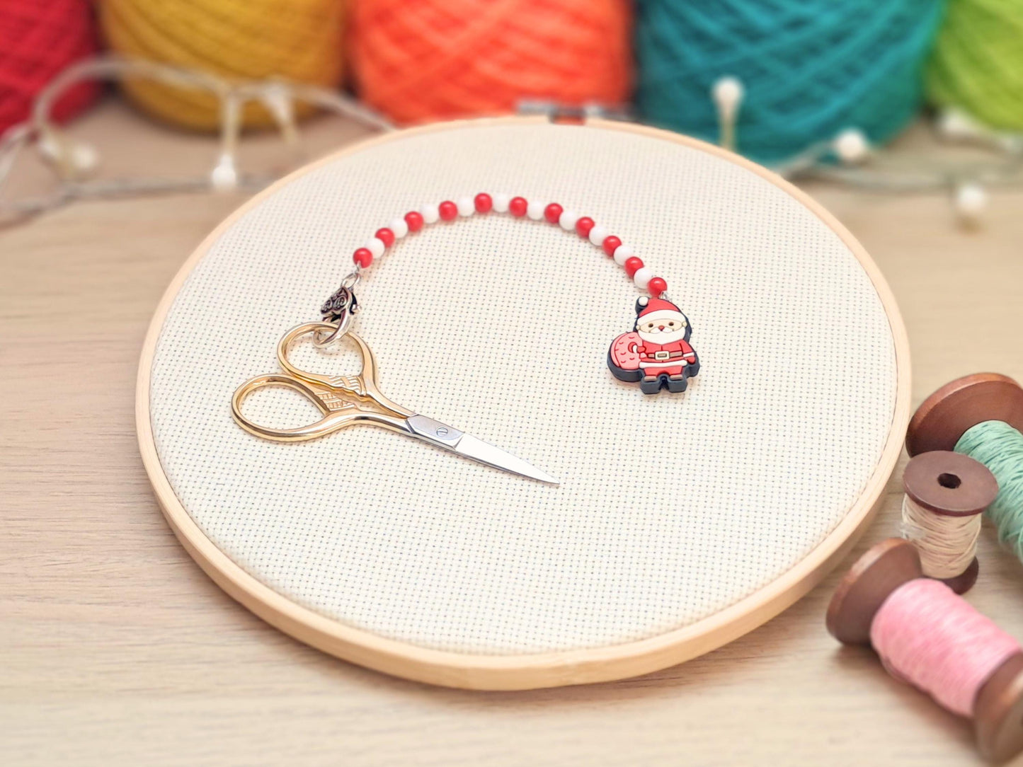 Father Christmas Scissor Fob with Protection Bead