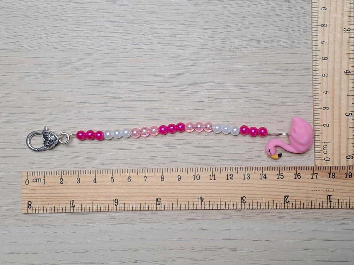 Flamingo Scissor Fob with Protection Bead, Safety Scissor Keeper, Embroidery Sewing Crochet Knitting Notion, Project Bag Tool, Tropical Gift