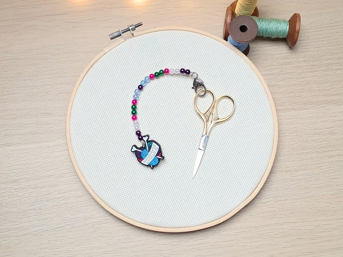 Crafter's Handmade with Love Scissor Fob and Protection Bead