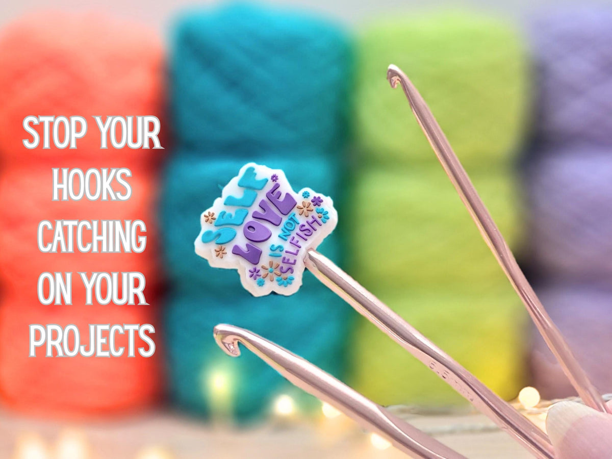 Self Love Silicone Bead Stitch Stopper, Mindful Scissor Tip Protector, Knitting Needle Crochet Project Saver, WIP Bag Tools Notions