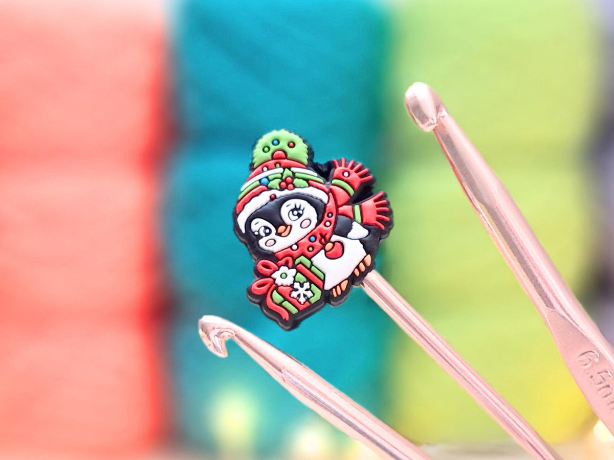 Cute Christmas Penguin With Gift Stitch Stopper