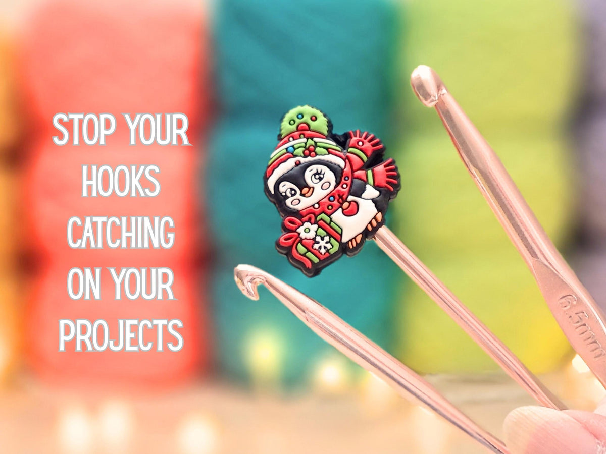 Cute Christmas Penguin With Gift Stitch Stopper