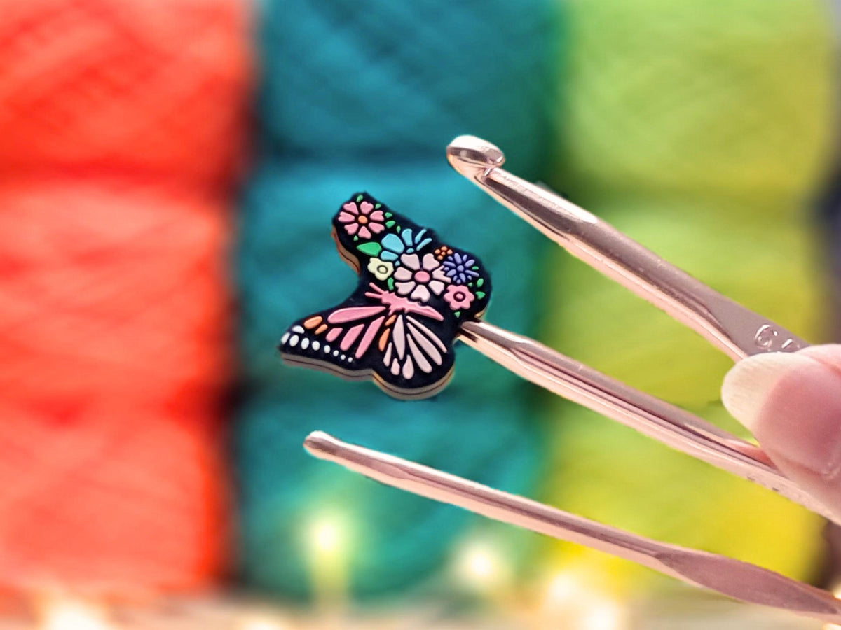 Butterfly Stitch Stopper Protector Bead, Silicone Bead Scissor Tip Cover, Knitting Needle, Crochet Project Saver, WIP Bag Tool Notion Gift