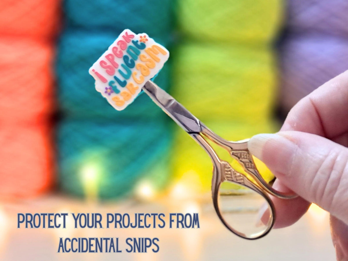 Sarcasm Quote Silicone Bead Stitch Stopper, Funny Scissor Protector, Knitting Needle Crochet Project Saver, WIP Bag Tool Notion Supply