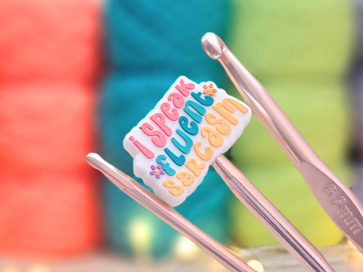 Sarcasm Quote Silicone Bead Stitch Stopper, Funny Scissor Protector, Knitting Needle Crochet Project Saver, WIP Bag Tool Notion Supply