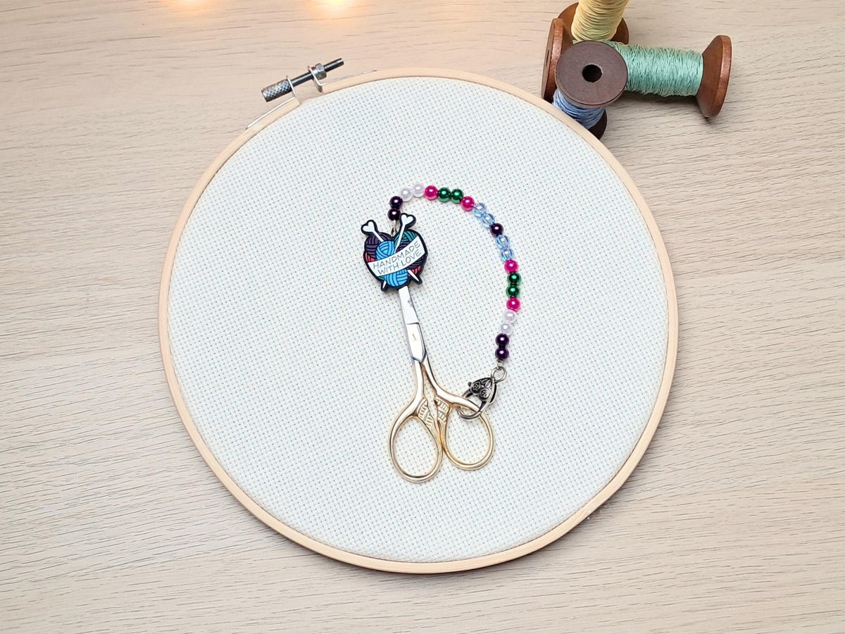 Crafter's Handmade with Love Scissor Fob and Protection Bead