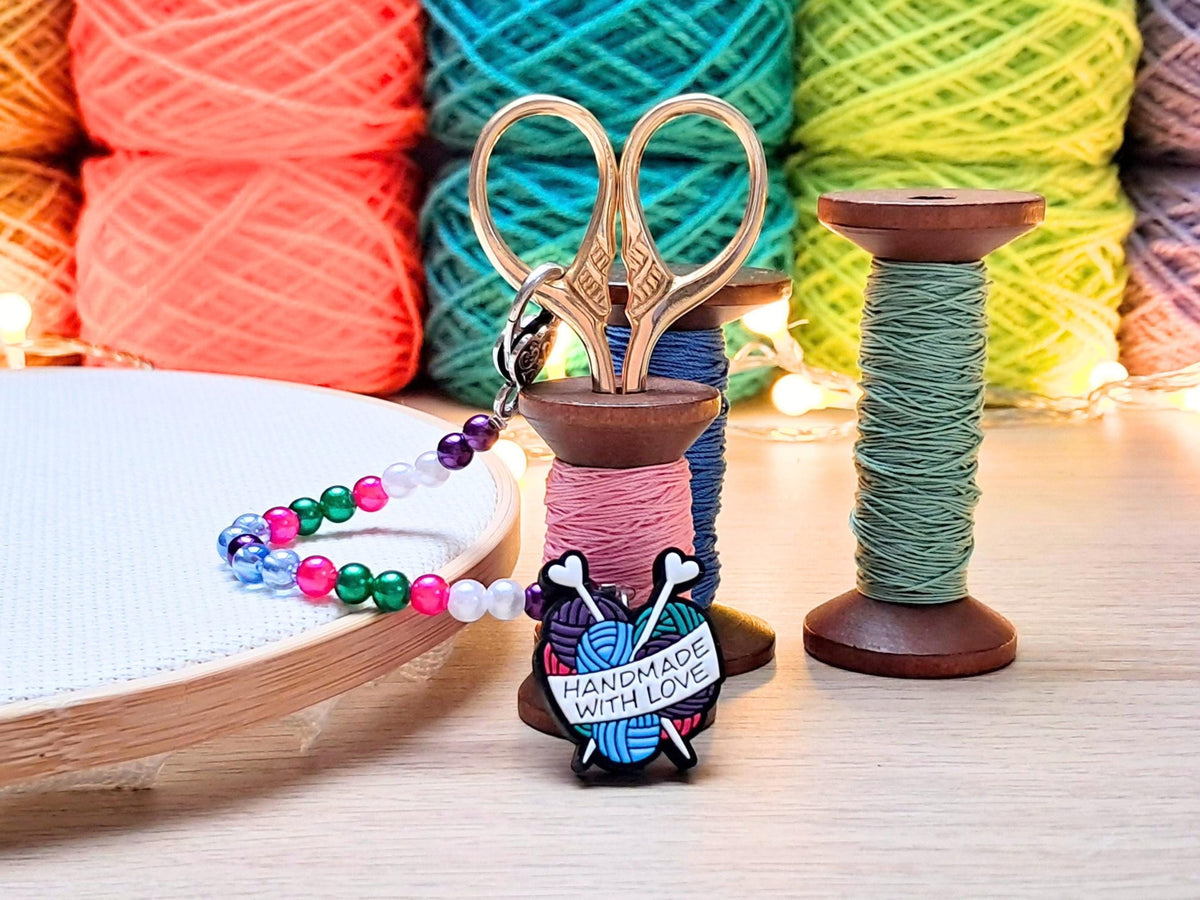 Crafter's Handmade with Love Scissor Fob and Protection Bead