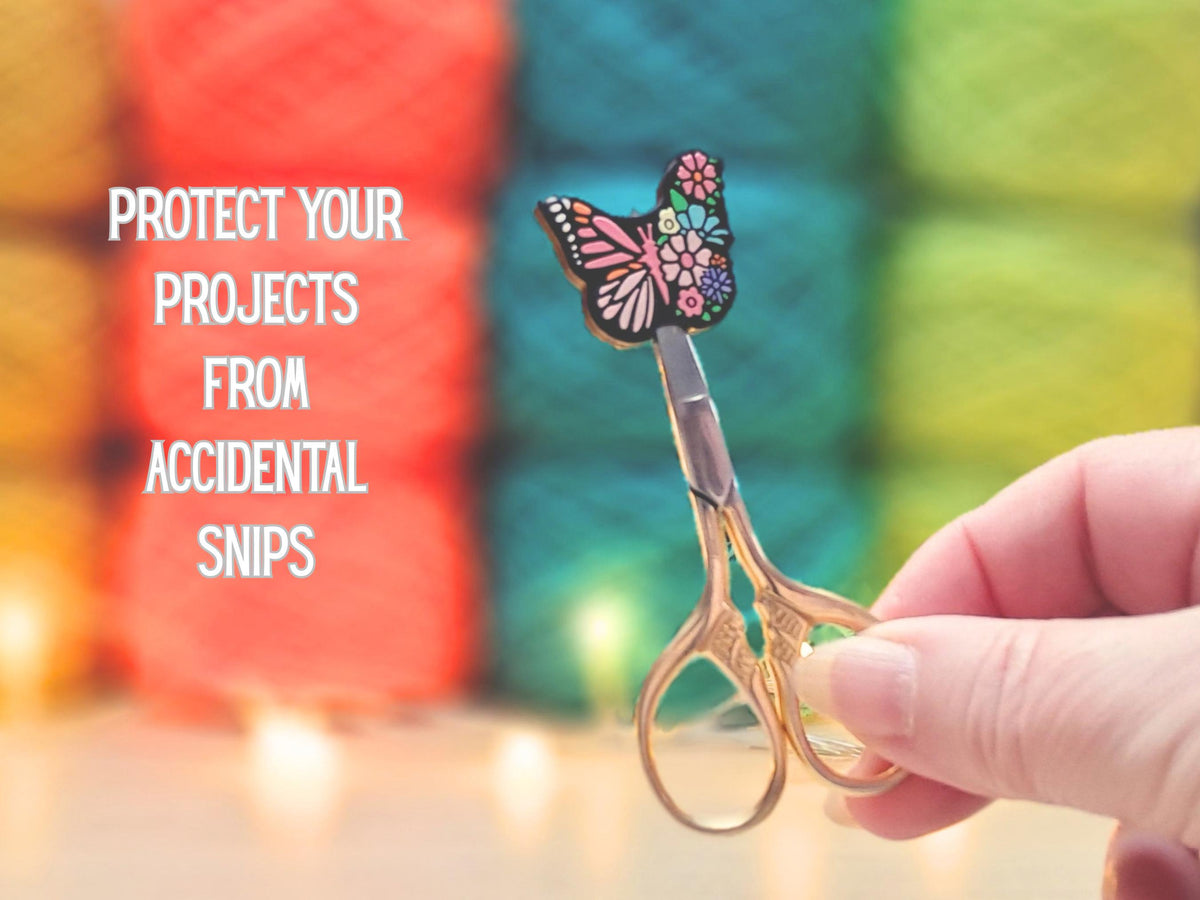 Butterfly Stitch Stopper Protector Bead, Silicone Bead Scissor Tip Cover, Knitting Needle, Crochet Project Saver, WIP Bag Tool Notion Gift