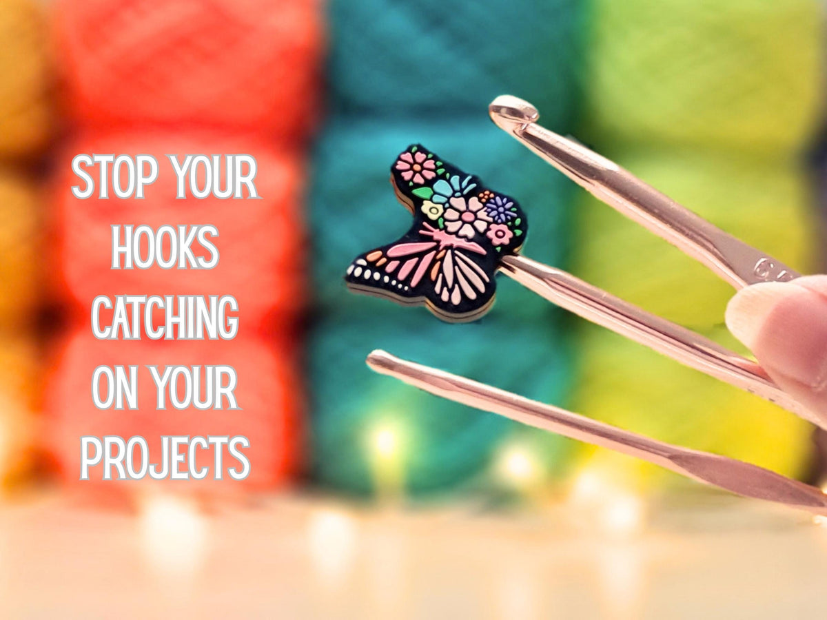 Butterfly Stitch Stopper Protector Bead, Silicone Bead Scissor Tip Cover, Knitting Needle, Crochet Project Saver, WIP Bag Tool Notion Gift