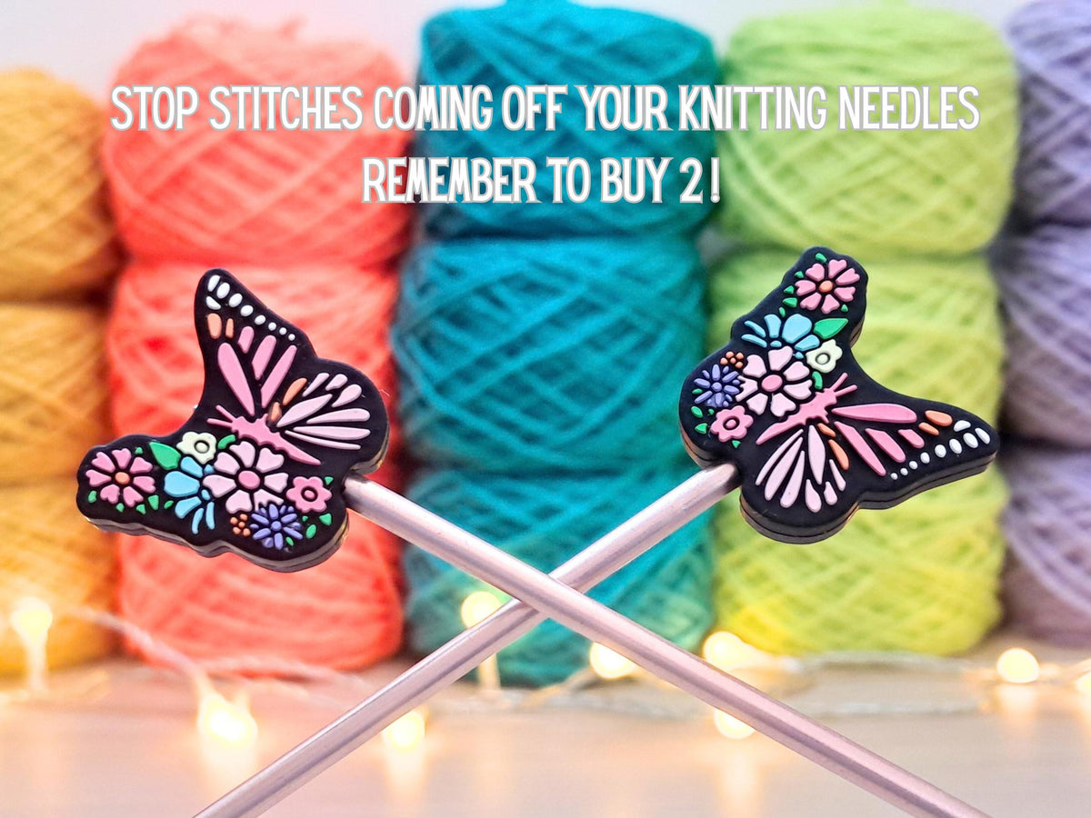 Butterfly Stitch Stopper Protector Bead, Silicone Bead Scissor Tip Cover, Knitting Needle, Crochet Project Saver, WIP Bag Tool Notion Gift