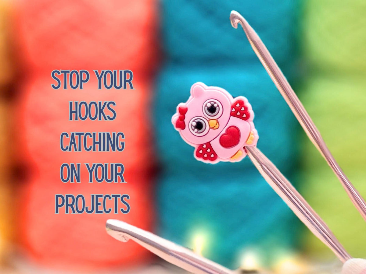 Owl Stitch Stopper, Pink Silicone Bead Scissor Tip Protector, Knitting Needle, Crochet Project Saver, WIP Bag Tool Notion, Sewing