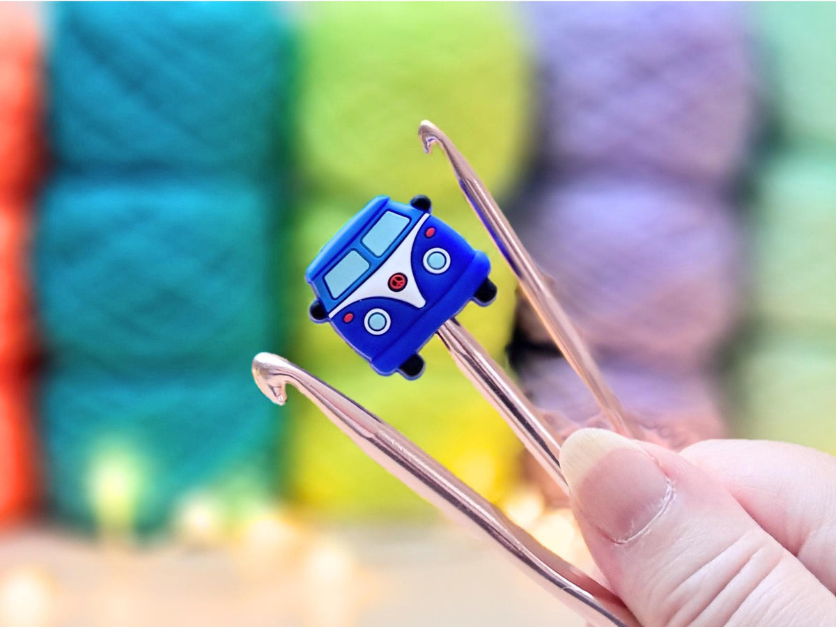 Campervan Stitch Stopper, Silicone Bead Scissor Tip Protector, Knitting Needle, Crochet Project Saver, WIP Bag Tool Notions Sewing