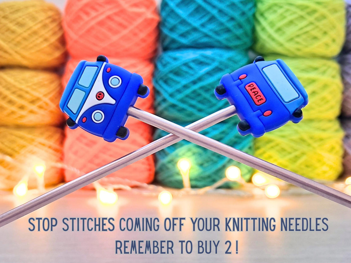 Campervan Stitch Stopper, Silicone Bead Scissor Tip Protector, Knitting Needle, Crochet Project Saver, WIP Bag Tool Notions Sewing