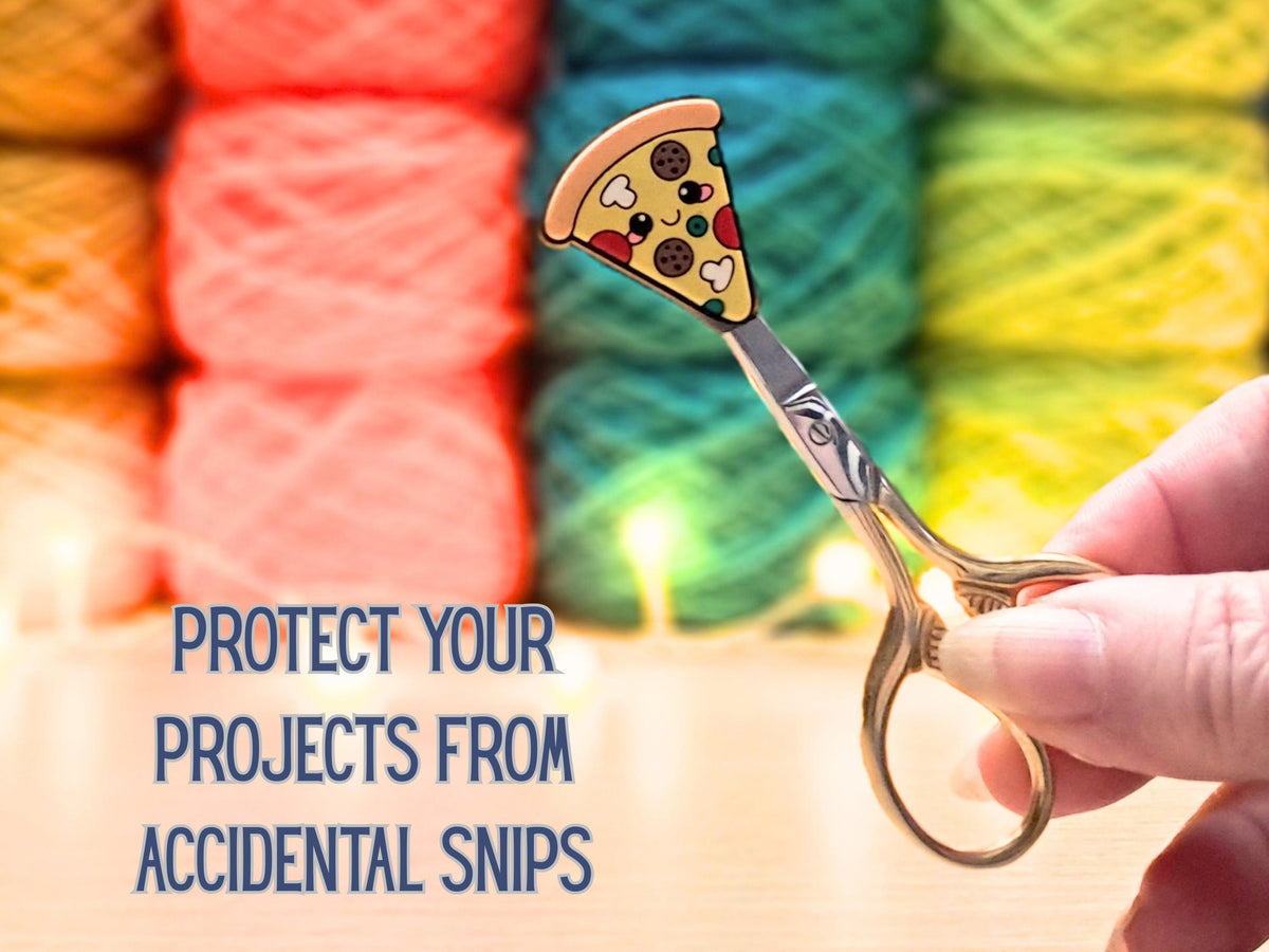 Pizza Stitch Stopper, Kawaii Silicone Bead Scissor Tip Protector, Knitting Needle Cap, Crochet Project Saver, WIP Bag Tool Notions Sewing