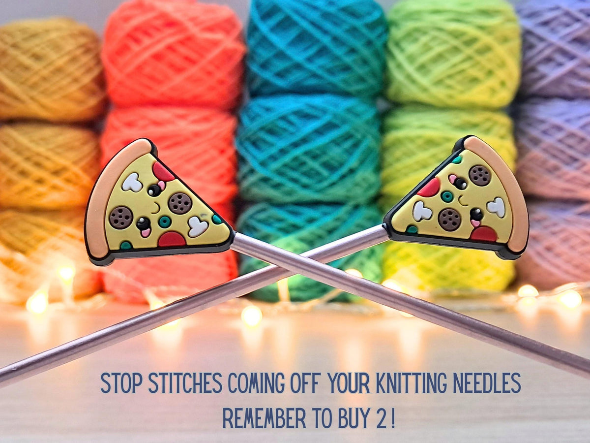Pizza Stitch Stopper, Kawaii Silicone Bead Scissor Tip Protector, Knitting Needle Cap, Crochet Project Saver, WIP Bag Tool Notions Sewing