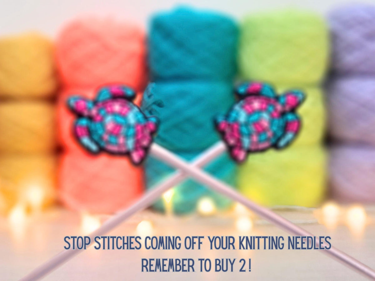 Turtle Stitch Stopper, Mosaic Silicone Bead Scissor Tip Protector, Knitting Needle Cap, Crochet Project Saver, WIP Bag Tool Notions Sewing