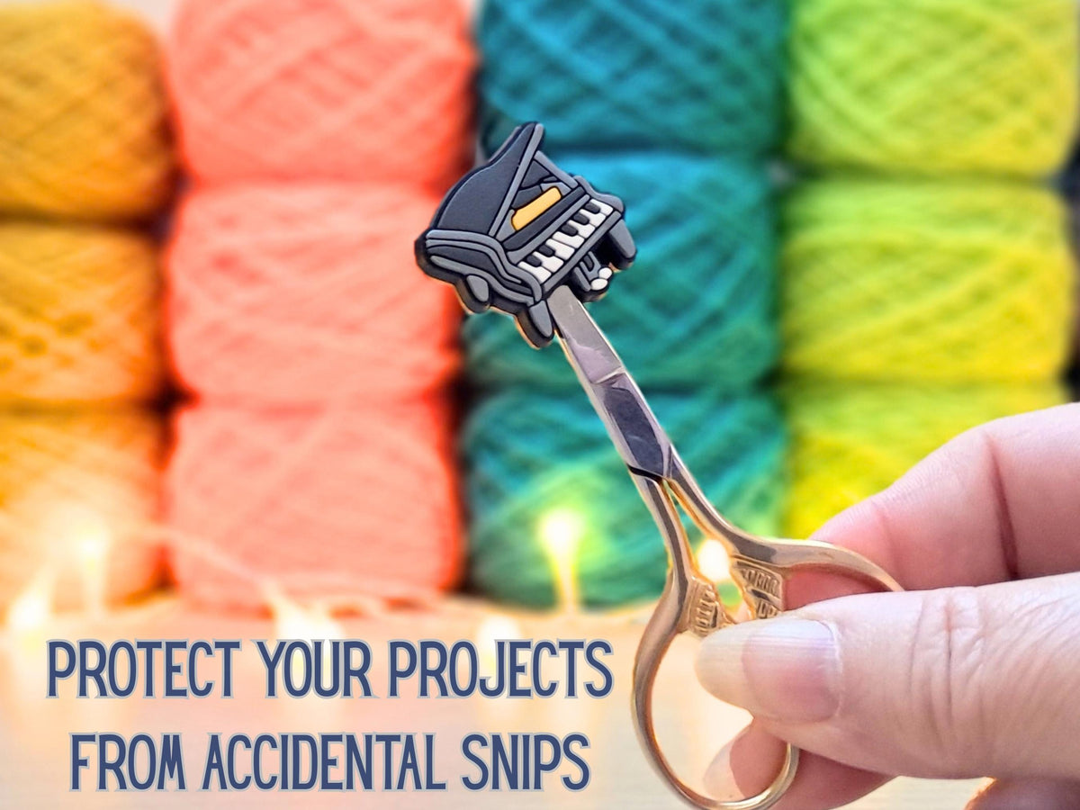 Piano Stitch Stopper, Silicone Bead Scissor Tip Protector, Knitting Needle Cap, Crochet Project Saver, WIP Bag Tool Notions Sewing Musician