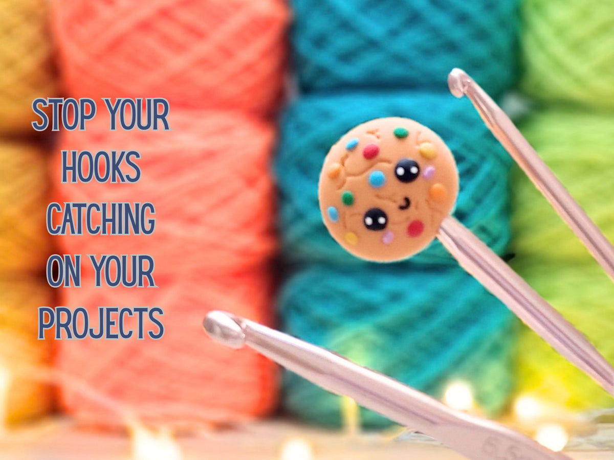 Cookie Stitch Stopper, Biscuit Silicone Bead Scissor Tip Protector, Knitting Needle Cap, Crochet Project Saver WIP Bag Tool Notion Sewing