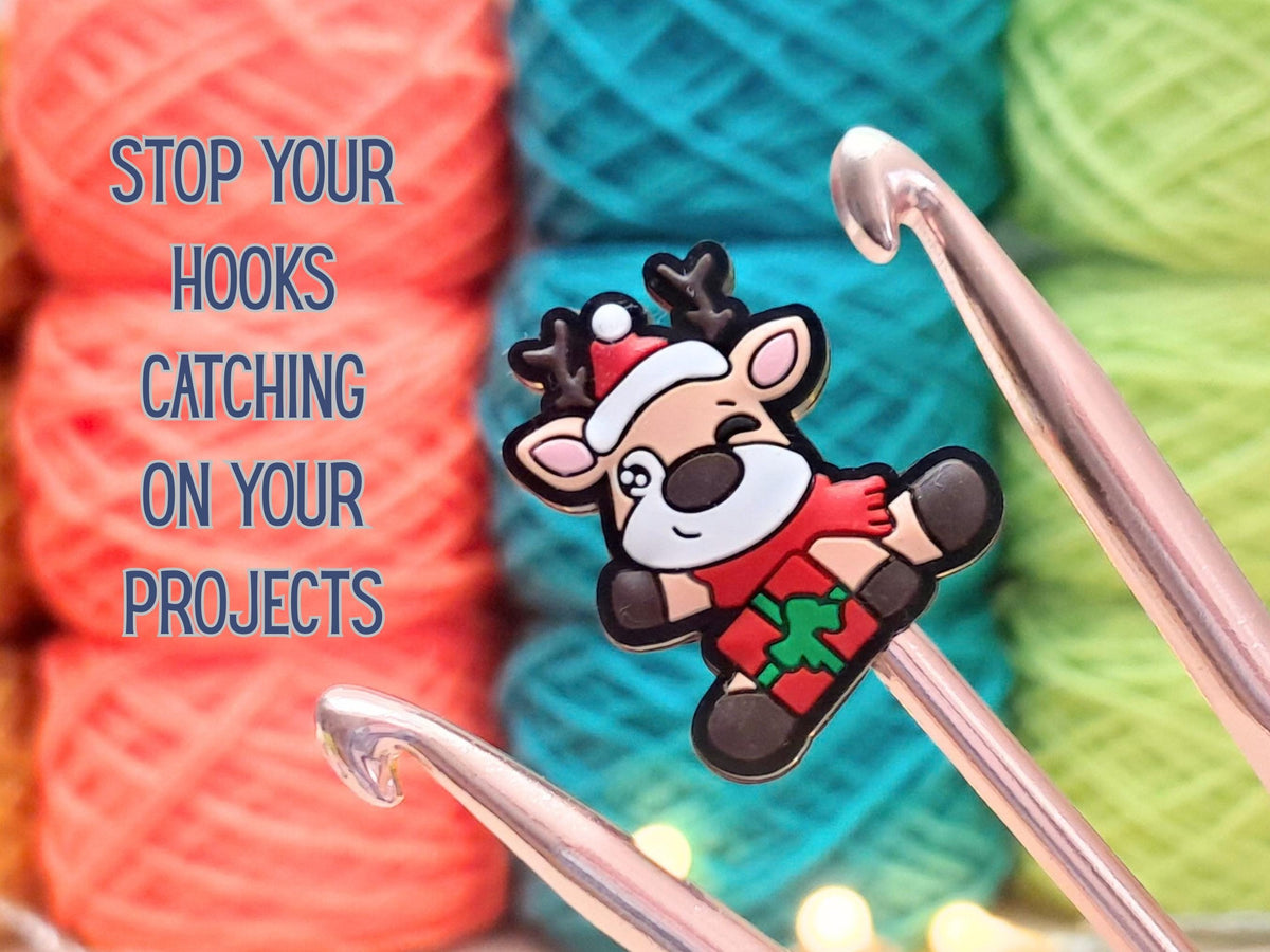Just A Girl Who Loves Christmas Stitch Stopper, Silicone Scissor Tip Protector, Knitting Needle Cap, Crochet Project Saver, WIP Bag Tool