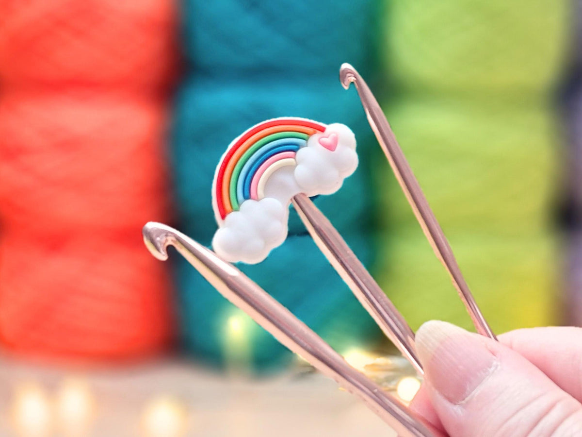 Rainbow Stitch Stopper, Silicone Bead Scissor Tip Protector, Knitting Needle, Crochet Project Saver, WIP Bag Tool Notions, Sewing, Fiber Art