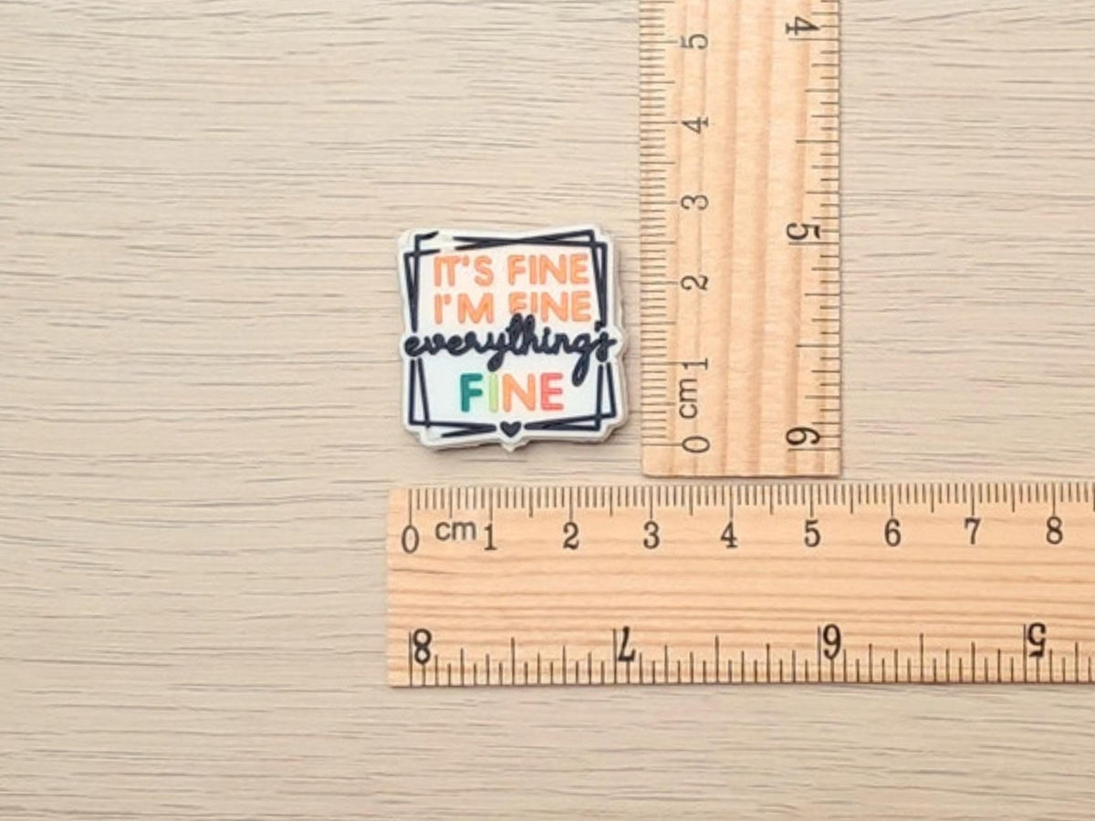 It's FINE Funny Quote Silicone Bead Stitch Stopper, Scissor Tip Protector, Knitting Needle Crochet Project Saver, WIP Bag Tool Notion Supply