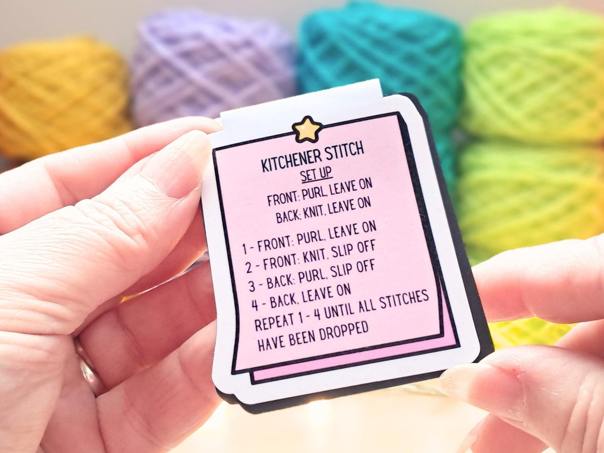 Kitchener Stitch Magnetic Bookmark For Knitters, Yarn Size Conversion Page Marker, Place Keeper, Knitter Bookworm Gift, Grafting Stitch