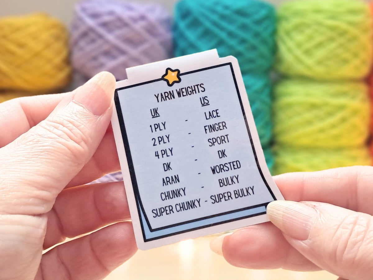 UK To US Stitches Magnetic Bookmark For Crocheters, Yarn Size Conversion Page Marker, Place Keeper, Crafter Bookworm Gift, Pattern Marker