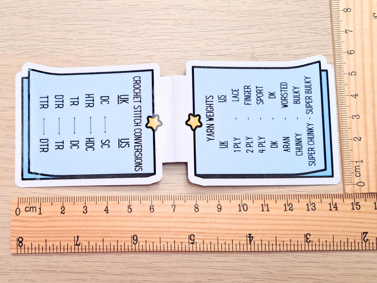 UK To US Stitches Magnetic Bookmark For Crocheters, Yarn Size Conversion Page Marker, Place Keeper, Crafter Bookworm Gift, Pattern Marker