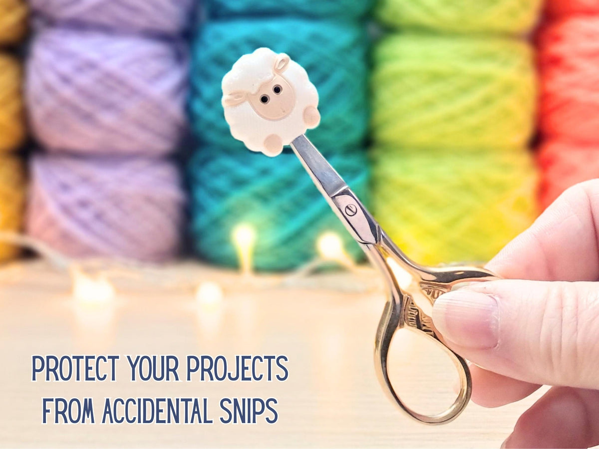 Sheep Stitch Stopper, Animal Silicone Bead Scissor Tip Protector, Knitting Needle Cap, Crochet Project Saver, WIP Bag Tool Notions Sewing