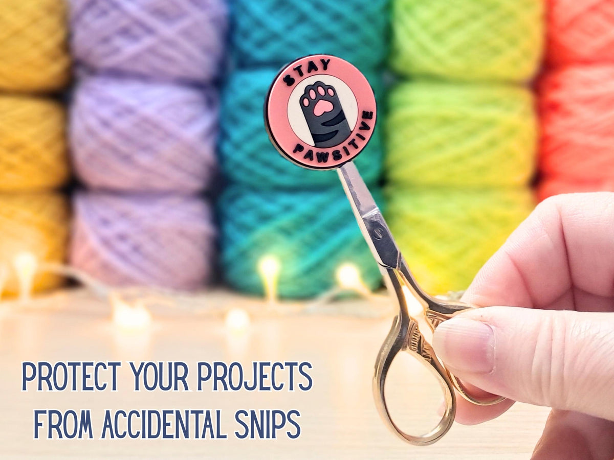 Cat Paw Positive Stitch Stopper, Paws Scissor Tip Protector, Knitting NeedleCap, Crochet Project Saver, WIP Bag Tools Notions Gift