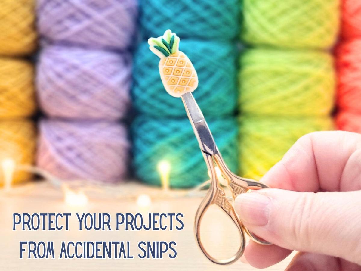 Pineapple Stitch Stopper Protection Bead, Tropical Scissor Protector, Knitting Needle Cap, Crochet Project Saver, WIP Bag Tools Notions Gift