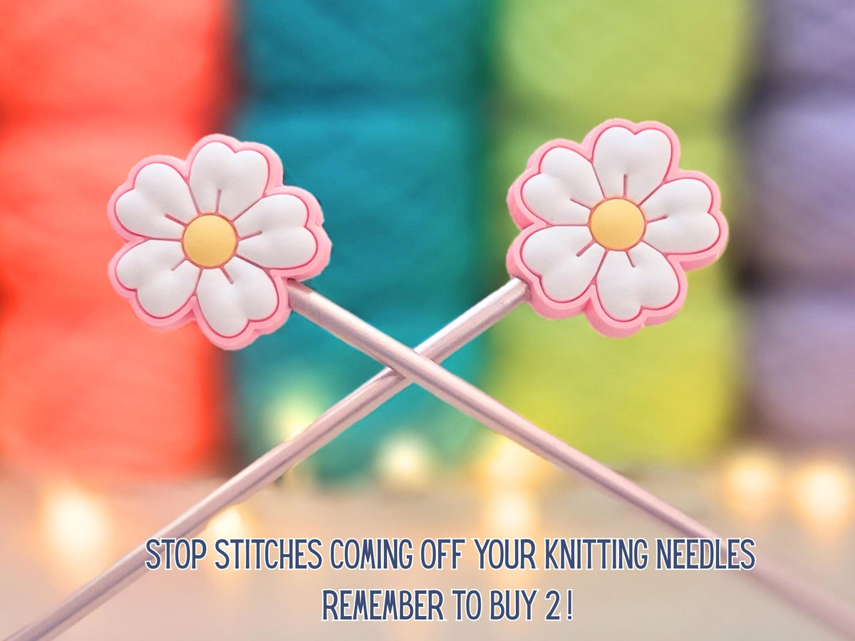 Pink Flower Stitch Stopper, Floral Scissor Protector, Knitting Needle Cap, Crochet Project Saver, WIP Bag Tool Notion Supply Accessories